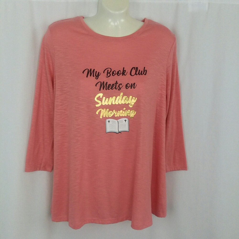 Catos Long Sleeve  Pullover Top, Small, Peach Color, Logo